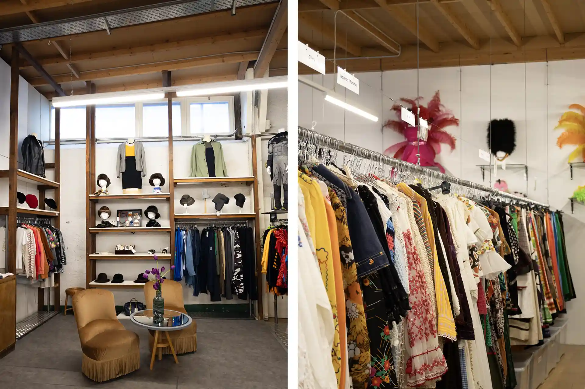 rayon de costumes et accessoires à l'entrée du magazin ateapic Location